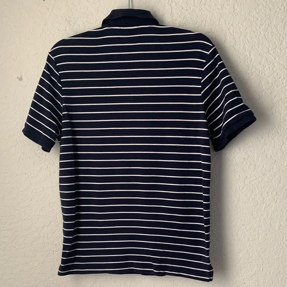 Polo by Ralph Lauren Men's Navy and White Striped Polo Shirt Size SP
